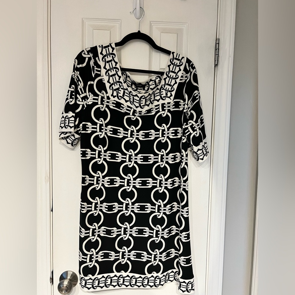 Alfani Black and White Chain Print Dress
